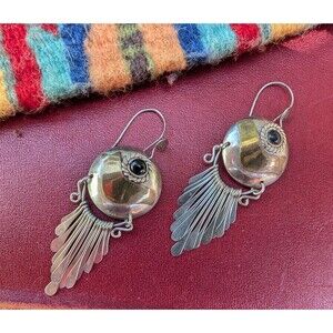 Vintage Mixed Metal Onyx Earrings